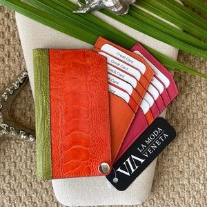 RFID Ostrich LEATHER Wallet Credit Card Holder Unisex NIB